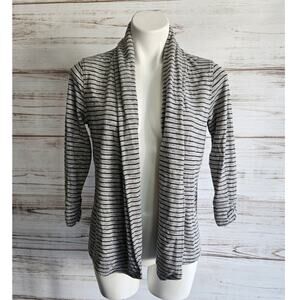 Theory Gray and Black Stripe Open Front Cardi Cardigan sz M